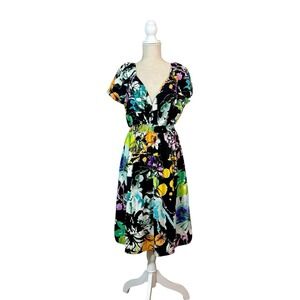 VTG Jams World Smocked Sun Dress Womans XL Floral Boho 90s Resort Vacation Trip
